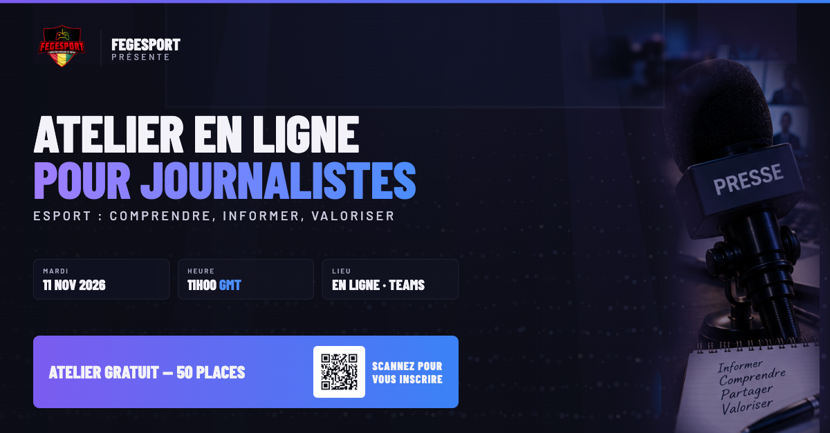 La FEGESPORT lance un atelier en ligne pour les journalistes : « Esport : comprendre, informer, valoriser »
